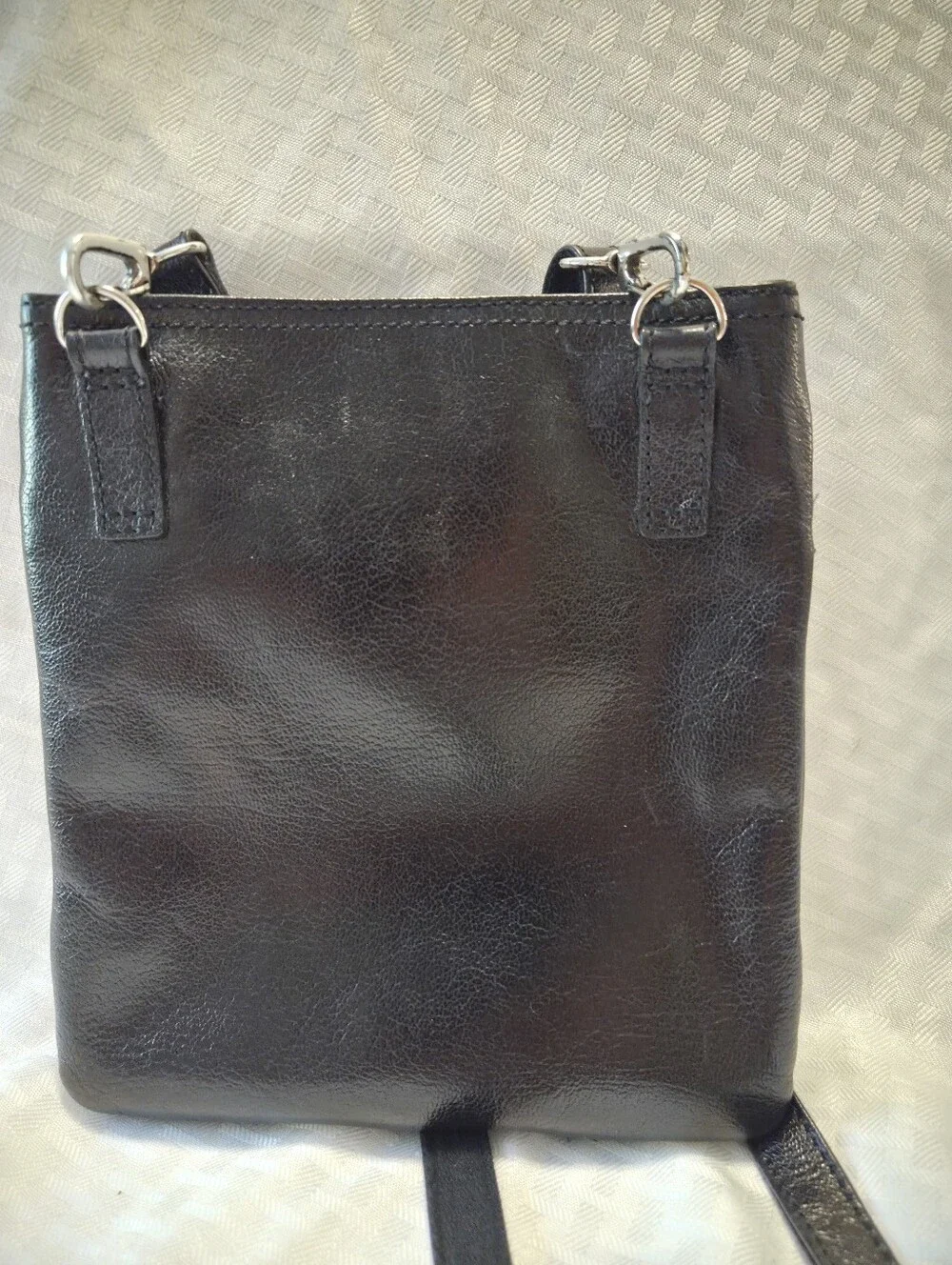 BRIGHTON Black Crossbody Bag Pebbled Leather Studded Ajustable Strap Purse